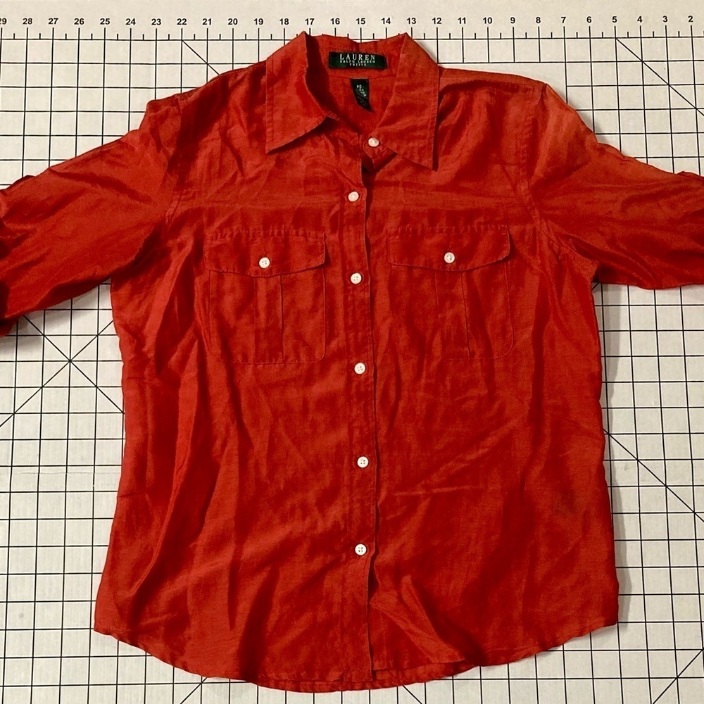 Lauren Ralph Lauren Women’s‎ Petite Small Red Button Down Blouse